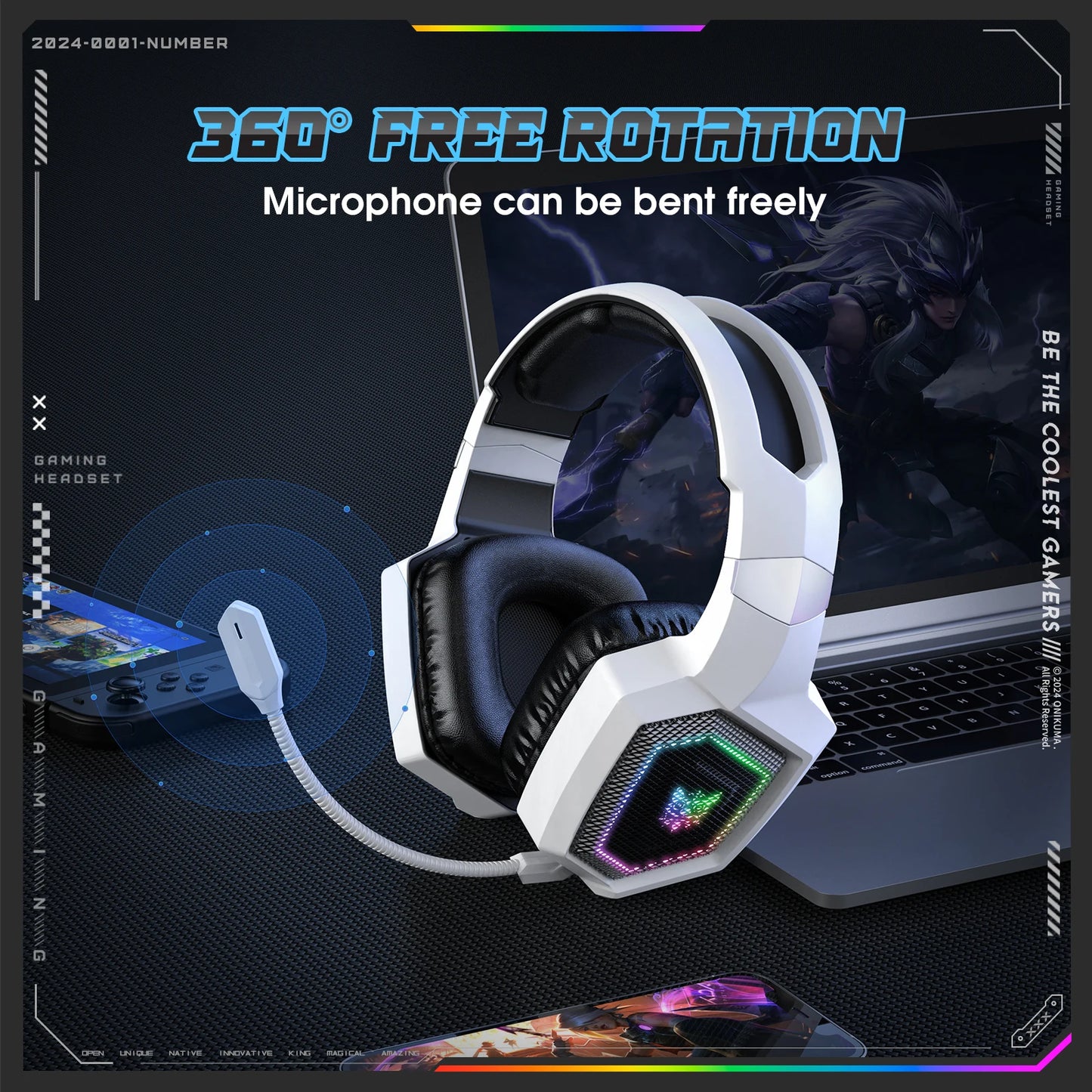 GT806 2.4GHz Wireless Gaming Headset HiFi Sound Quality PcLaptop With Microphone Noise Canceling Gaming Headphone For PC