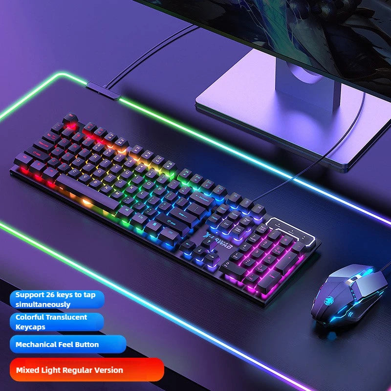 trendy Wired USB RGB Gaming Keyboard and Mouse Combo Ergonomic Waterproof Keyboard and Mouse Combos Set for Desktop Gamers