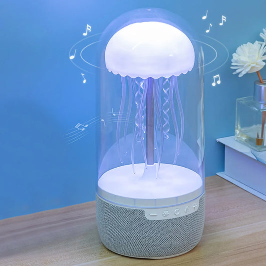 Creative Colorful Jellyfish Lamp Bluetooth-Compatible Speaker HiFi Stereo LED Jellyfish Mood Lamp Color Changing for Home Office