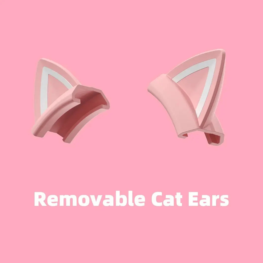 Gaming Headphones Esports Package with Dynamic RGB Light Detachable Cat Ears Mouse Holder Wired Headset with Mic Gamer
